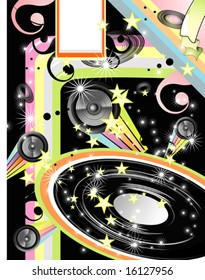 Vector music dedicated fantasy design background.