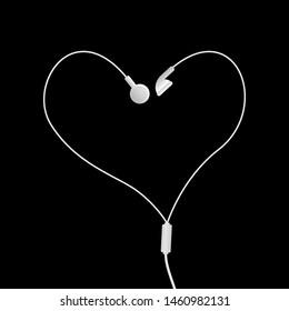 vector music earphones in heart shape