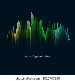 Vector music equalizer on dark background. The dynamic line