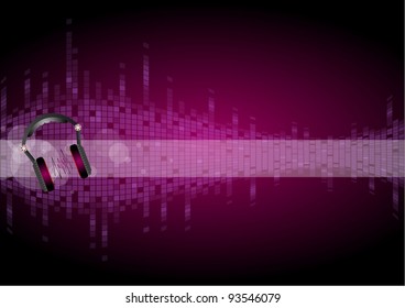 Vector music equalizer wave with headphones