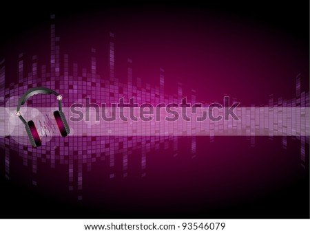 Vector music equalizer wave with headphones