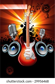 VECTOR Music Event Background with a colorful Electric Guitar