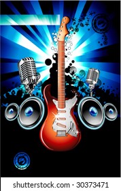 VECTOR Music Event Background with a colorful Electric Guitar