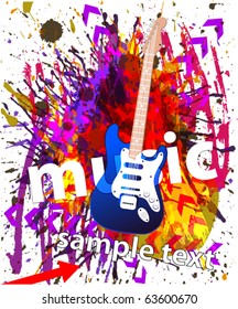 VECTOR Music Event Background with a colorful Electric Guitar