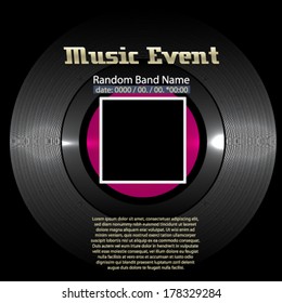 Vector Music Event poster with Vinyl background
