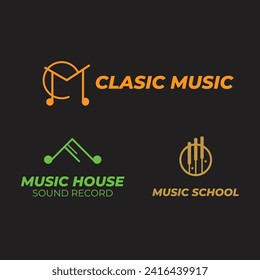 Vector music festival logo collection with flat design