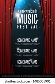 Vector Music Festival Poster Template With Theatre Stage Illustration 