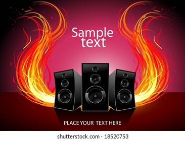 vector music and fire wave