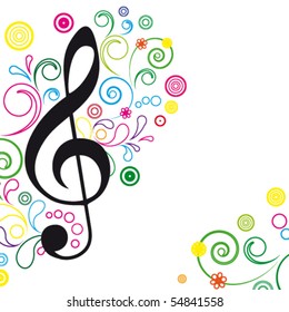 Vector Music Floral Background.
