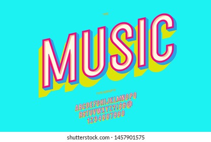 Vector Music Font Modern Typography For Poster, Disco Party, Rock Festive, Show, Game, Event, Decoration, Motion, Video, T Shirt, Book, Banner, Printing. Cool Typeface. Trendy Alphabet. 10 Eps