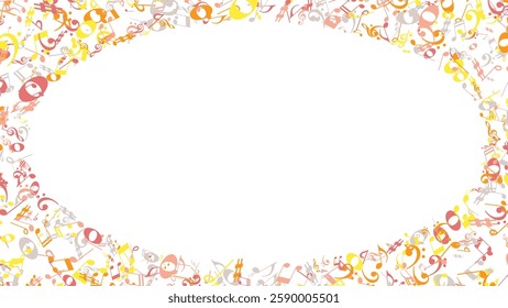 Vector music frame made of musical notes and symbols. Decorative border for certificates, banners, posters, invitations, and greeting cards.

