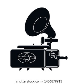 Vector music gramophone icon design. Gramophone and record stock symbol for web.