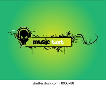 vector music grunge logo with skull