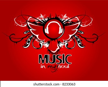 vector music grunge and swirl logo