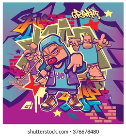 vector music hip hop and graffiti style