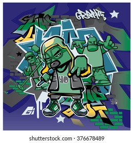 vector music hip hop and graffiti style