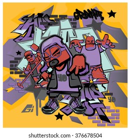 vector music hip hop and graffiti style