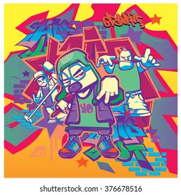 vector music hip hop and graffiti style