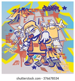 vector music hip hop and graffiti style