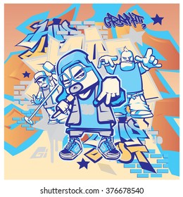 vector music hip hop and graffiti style