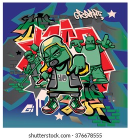 vector music hip hop and graffiti style