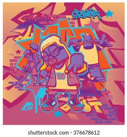 vector music hip hop and graffiti style