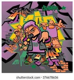 vector music hip hop and graffiti style