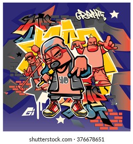 vector music hip hop and graffiti style