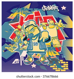 vector music hip hop and graffiti style