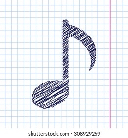 Vector music icon isolated on copybook background. Eps10 