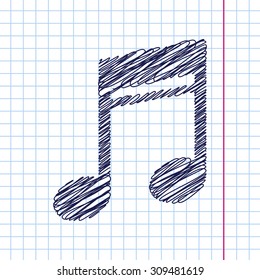 Vector music icon isolated on copybook background. Eps10 