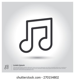 Vector music icon. Music notes icons set, Vector illustration for web, site, mobile application. Simple flat metro design style. Outline Icon. Flat design style