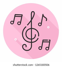 Vector music icon notes and melodies. Illustration of music symbol in flat style.