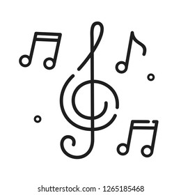 Vector music icon notes and melodies. Illustration of music symbol in flat style.