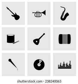 Vector music icon set on grey background