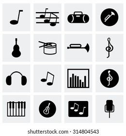 Vector Music icon set on grey background