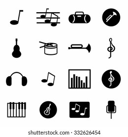 Vector Music icon set on white background