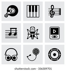 Vector Music icon set on grey background