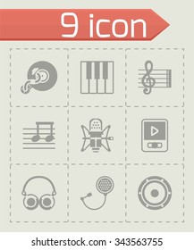 Vector Music icon set on grey background