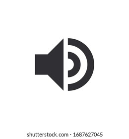 Vector music icon. Sound icon. Audio sign. Voice icon. Music icon. Volume. Speaker. Megaphone. Sound pictogram. Musical note. Logo template. Ui elements. Sound button. Audio system. Noise.