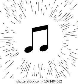 vector music icons against the background of the rays