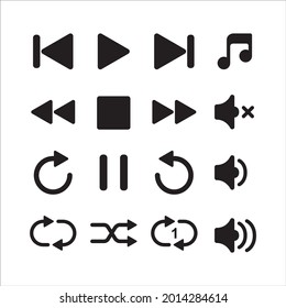 Vector Music icons in black and white. Can be used as icons, UI, Interface, design, and illustrations.