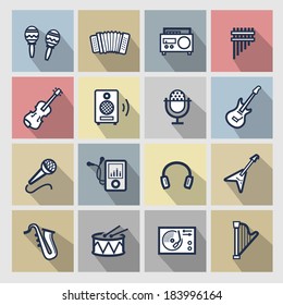 vector music icons set