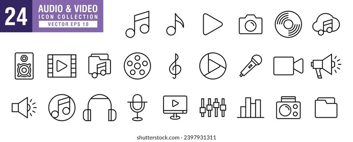 Vector of music icons set, instruments, earphones, notes, rhythms, vector EPS 10.