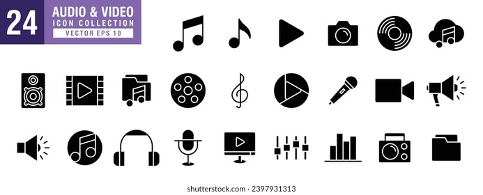 Vector of music icons set, instruments, earphones, notes, rhythms, vector EPS 10.