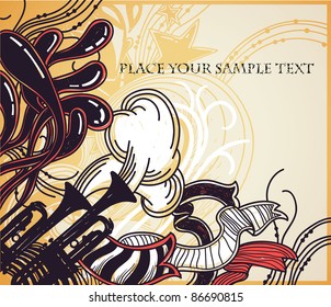 vector music illustration of decorated trumpets