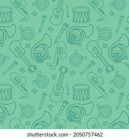 Vector music instrument doodle background