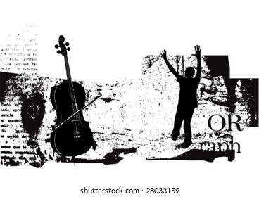 vector music instrument on a typographic background