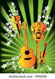 a vector music instruments guitar, violin, bass-guitar