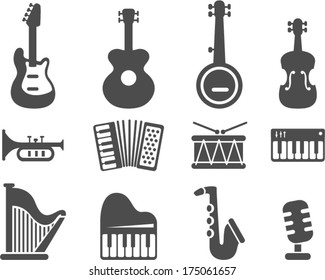 instrumentos de música vectorial: capas separadas para una edición sencilla